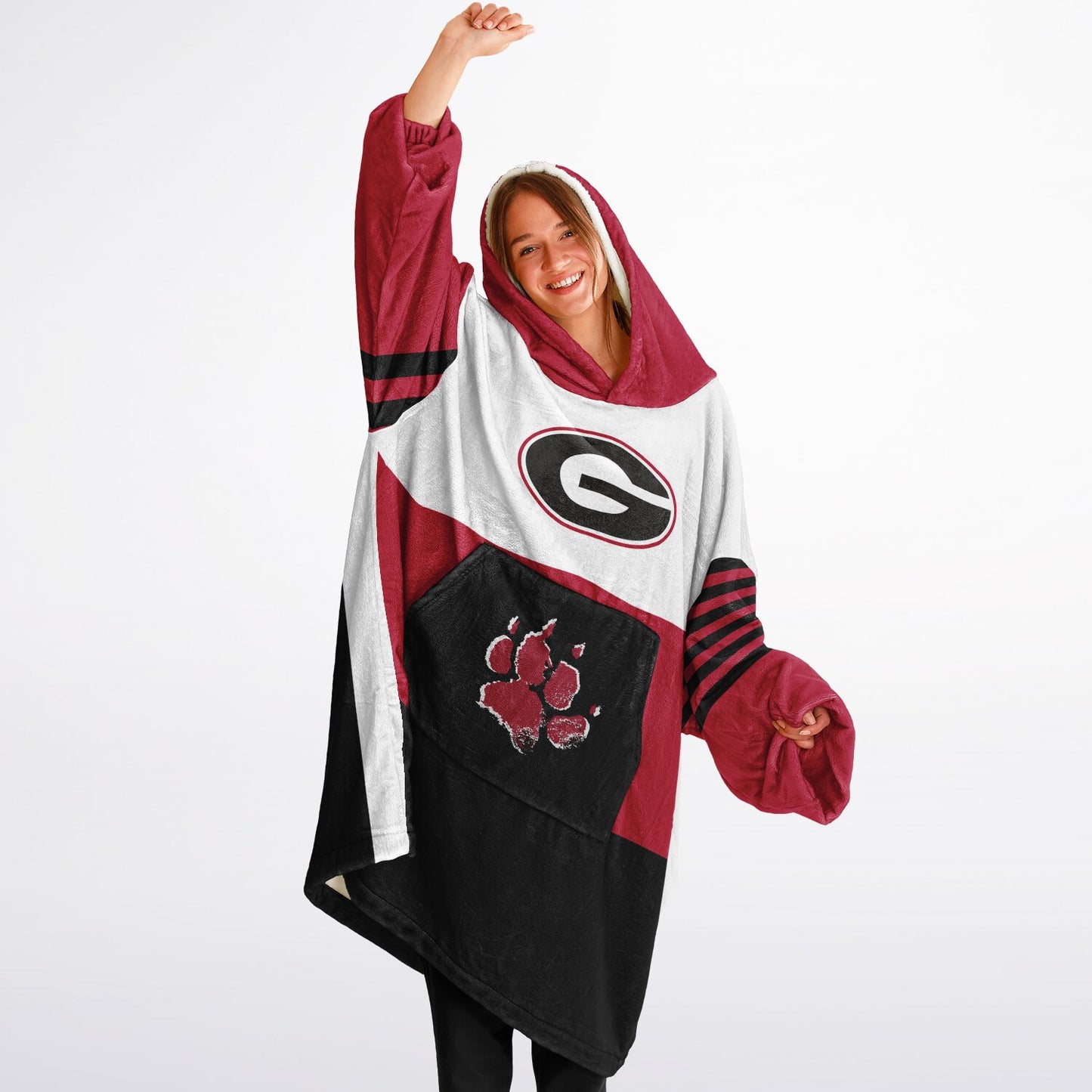 Georgia White Tri-Color Dawgs Cozy Cuddle Hoodie Best Gift for Dawg Fans & Alumni