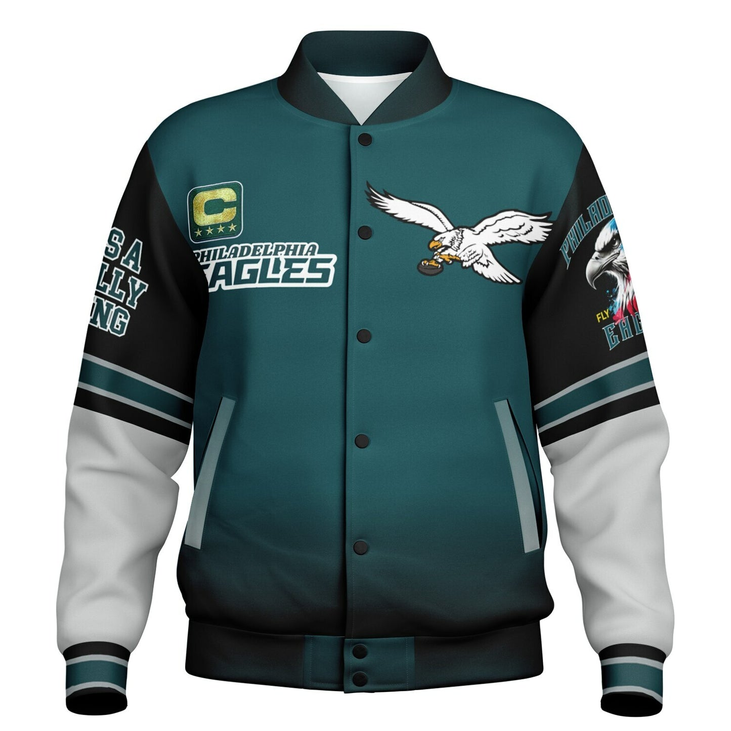 Midnight Green Super Bowl Champions Eagle Helmet Varsity Jacket