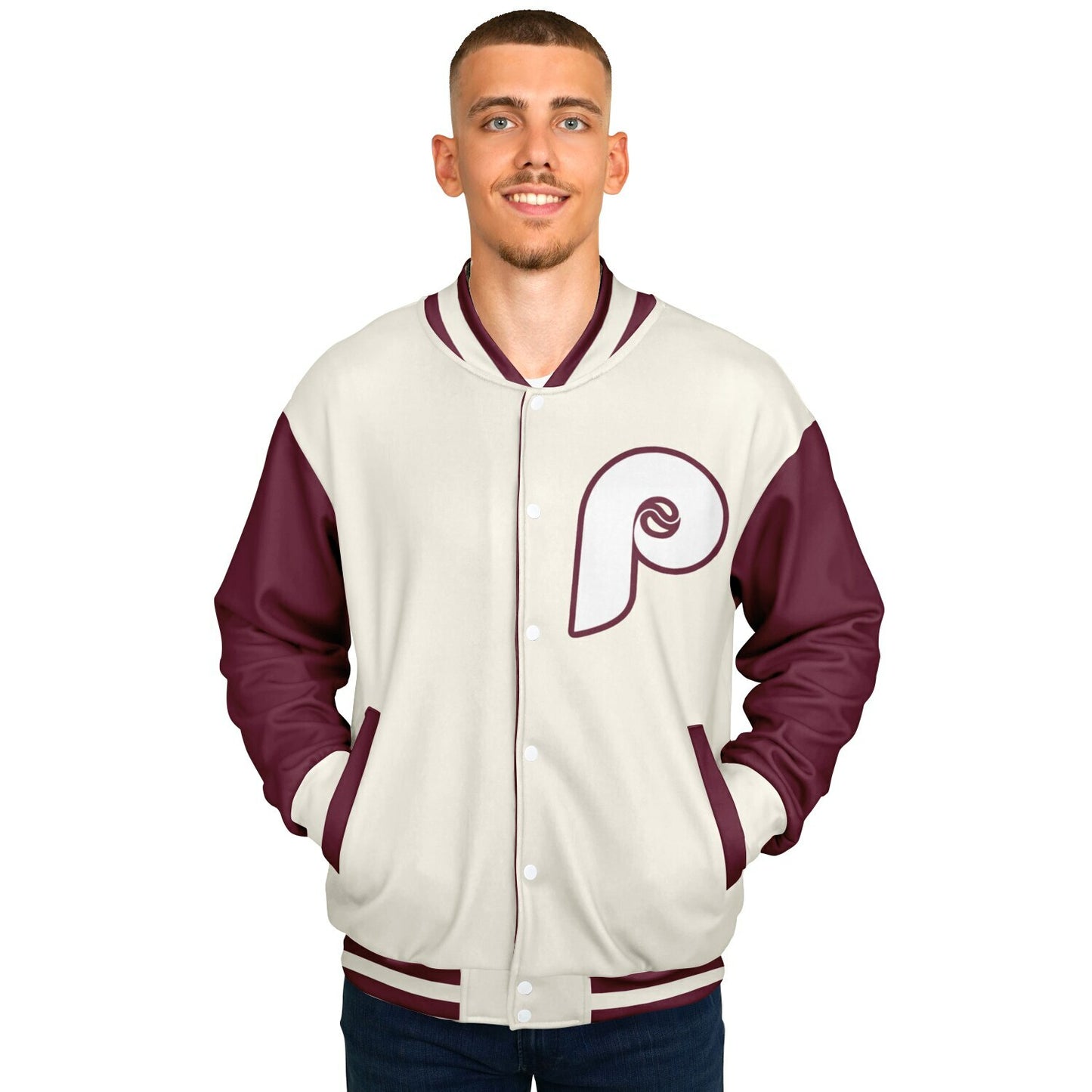 Philadelphia Phillies Cream Baseball Varsity Jacket