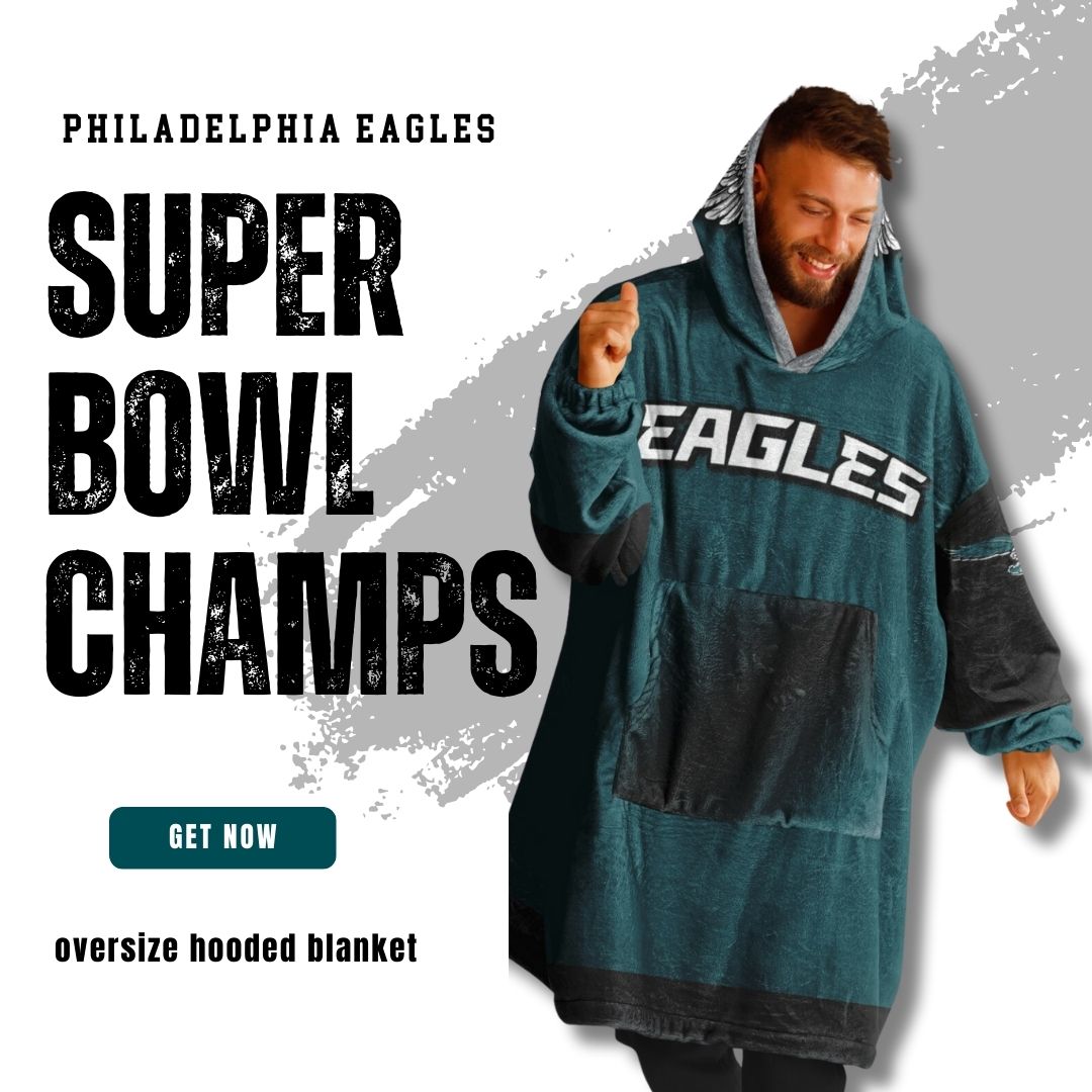 Super Bowl Champs Eagles Midnight Green Eagles SB Champions Oversize Hooded Blanket Gift for Fans