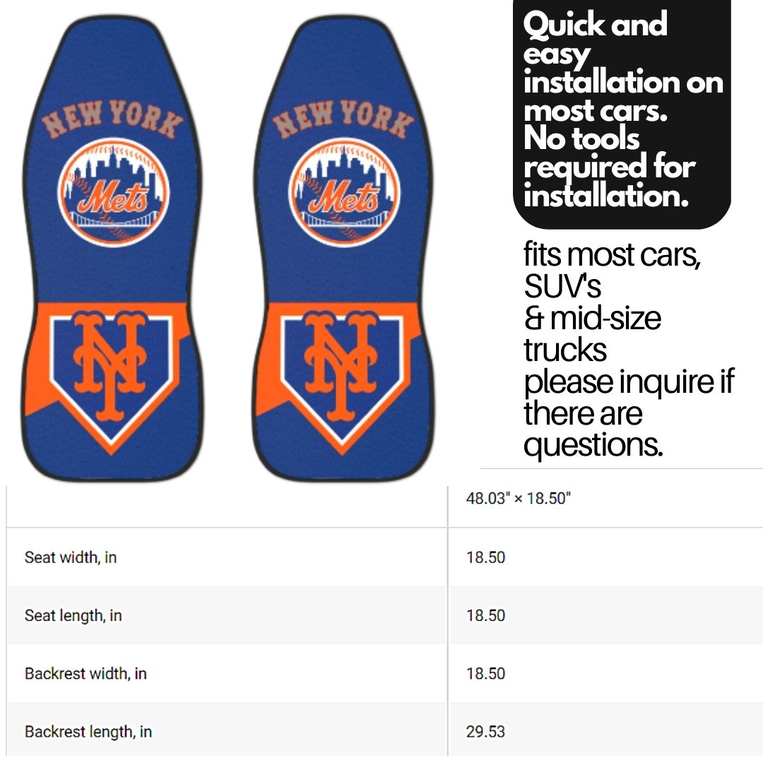 NY Mets Car Seat Covers, blue and orange Truck seat covers, NY Mets fan gift, car accessories gift
