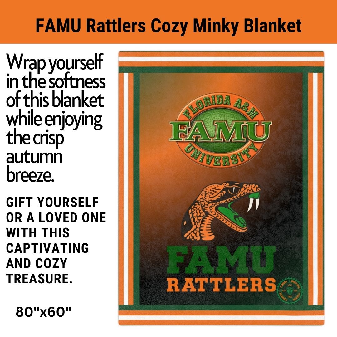 FAMU Rattlers Minky Blanket Perfect Back To School Gift Florida A&M Throw Blanket for Rattler Moms Indoor and Outdoor Cozy Comfort Gift
