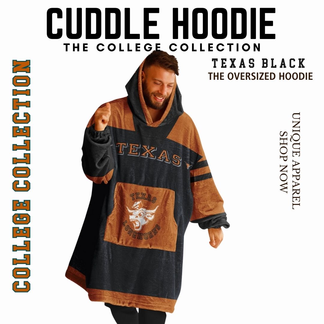 Texas Longhorns Black Cuddle Hoodie "Longhorn Rider" Oversized Hoodie Gift for Fans
