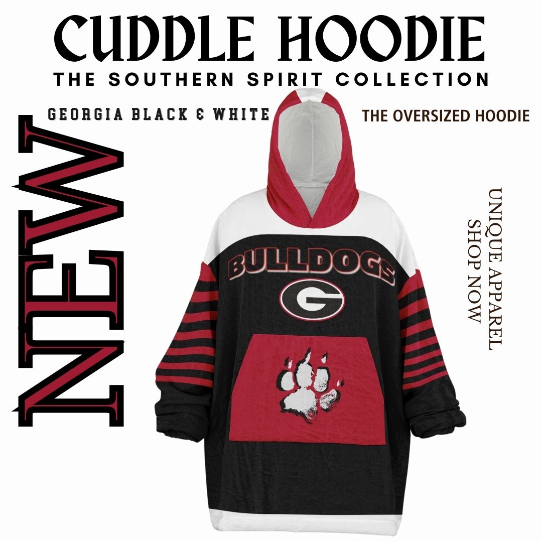 Georgia State Dawg Black with White Bulldogs Cozy Cuddle Hoodie