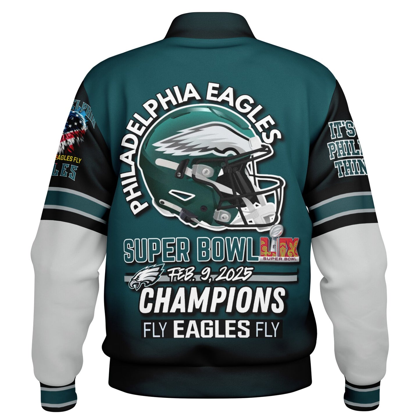 Midnight Green Super Bowl Champions Eagle Helmet Varsity Jacket