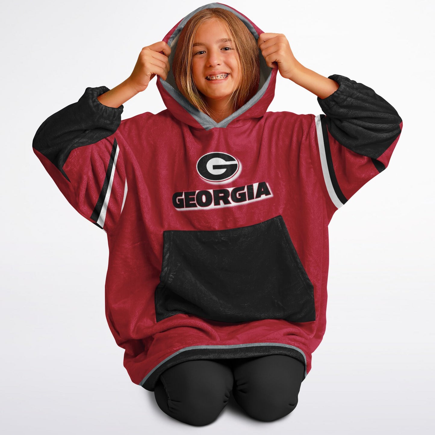 Youth Georgia Bulldogs Red Oversize Cuddle Hoodie Young Fan Gift From Alumni