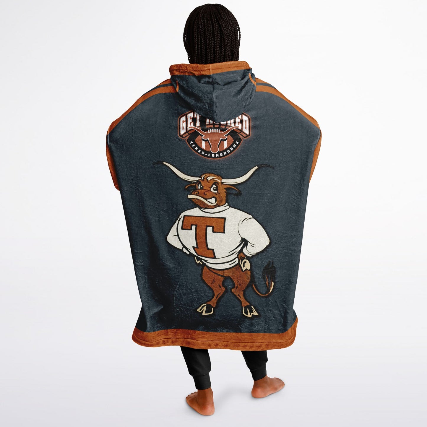 Texas Grey & Burnt Orange Cuddle Hoodie "Hook-em Horns" Gift for Texas Fans & Alumni