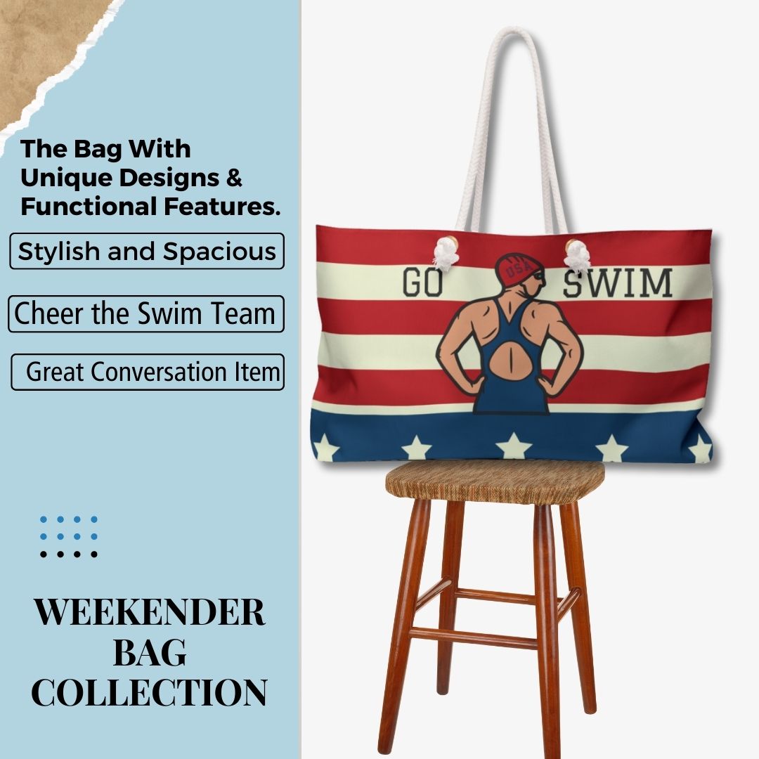 USA Weekender Bag Go Swimming Gift for Swim Fans Swim Mom