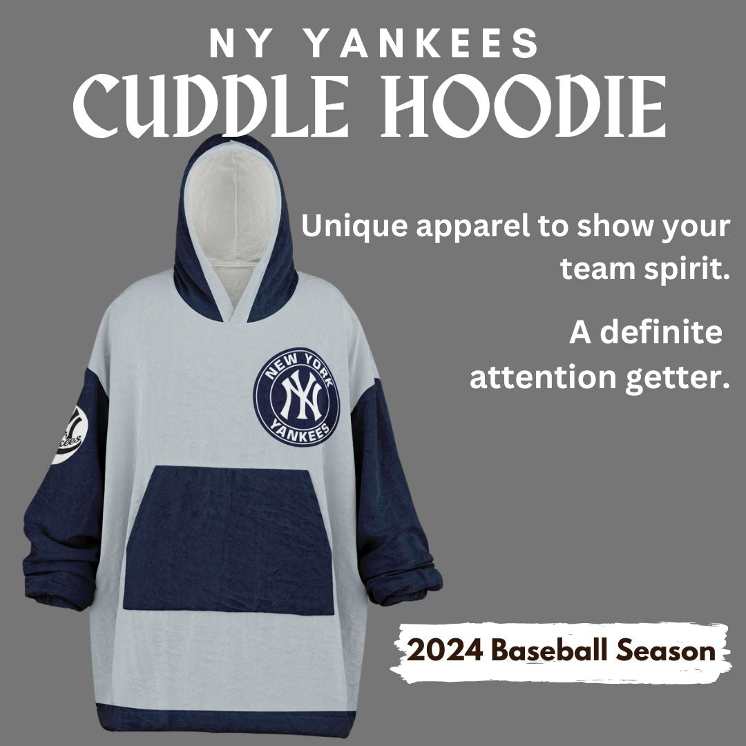 NY Yankees Grey Oversized Cuddle Hoodie