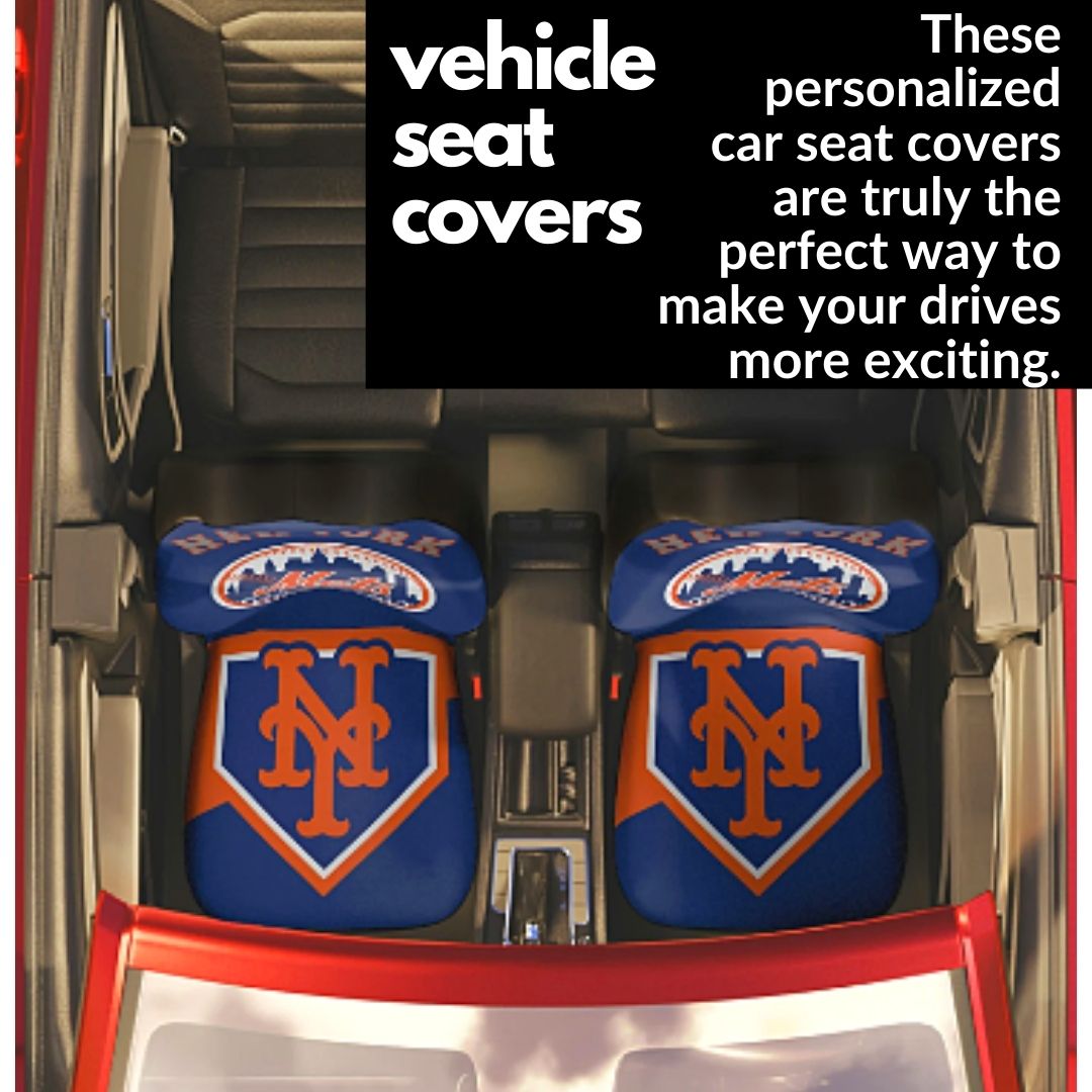 NY Mets Car Seat Covers, blue and orange Truck seat covers, NY Mets fan gift, car accessories gift