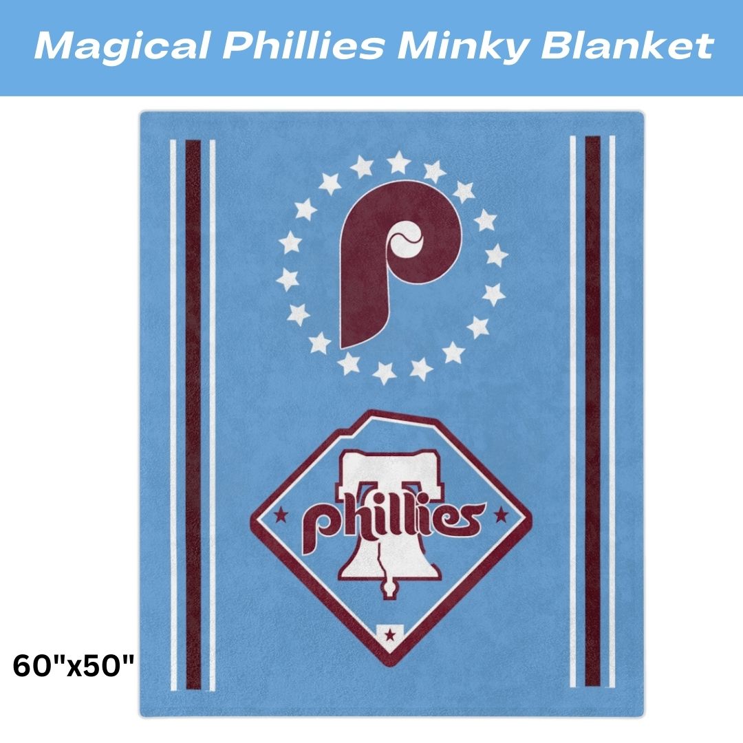 Blanket Phillies Retro Blue Throw Blanket Philly Baseball Fan Gift Baseball Throw Blanket for Children, Students Dad Mom Sports Home Décor