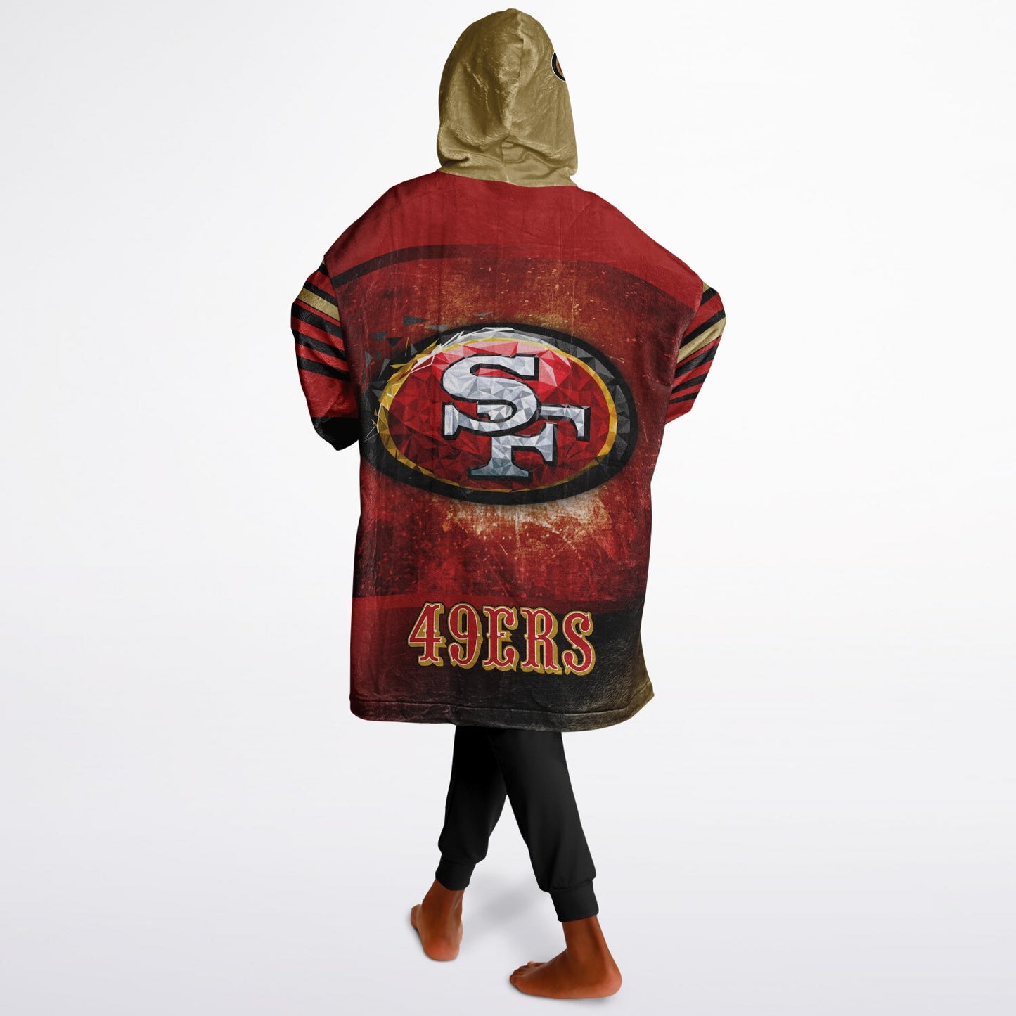 Youth 49ers Red & Black Oversize Cuddle Hoodie Young Fan Gift From Mom Dad