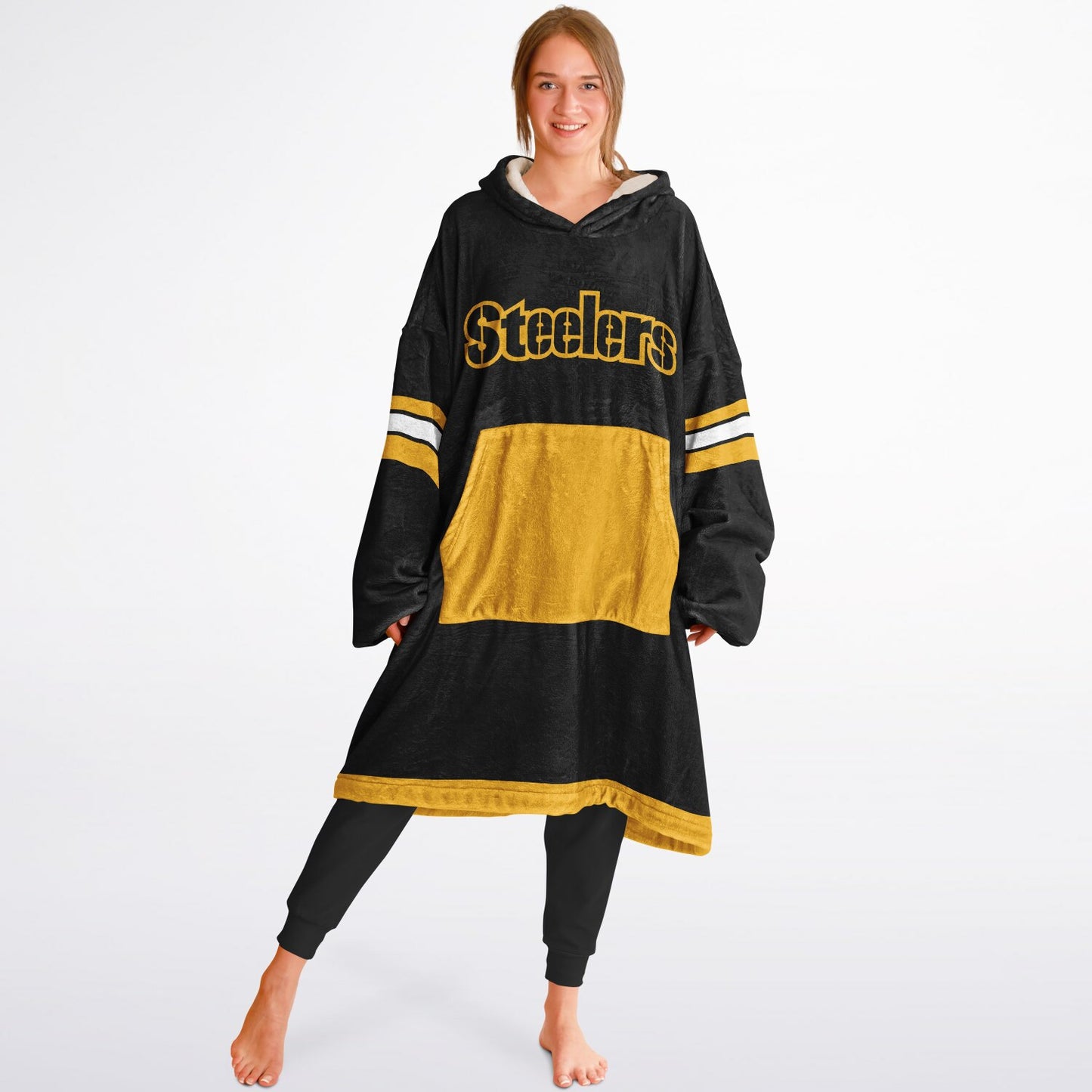 Steelers "PITTSBURGH" Oversize Cuddle Hoodie Yellow Pocket