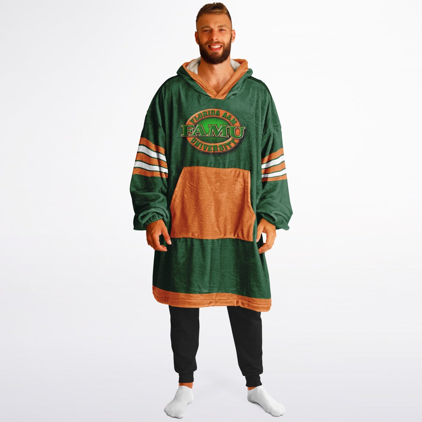 FAMU Green Cuddle Hoodie FAMU Rattlers Oversize Hooded Blanket Gift forAlumni, Fans & Family