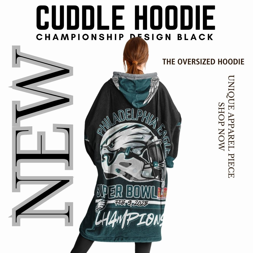 Super Bowl Champs Eagles Black Eagles SB Champions Oversize Hooded Blanket Gift for Fans