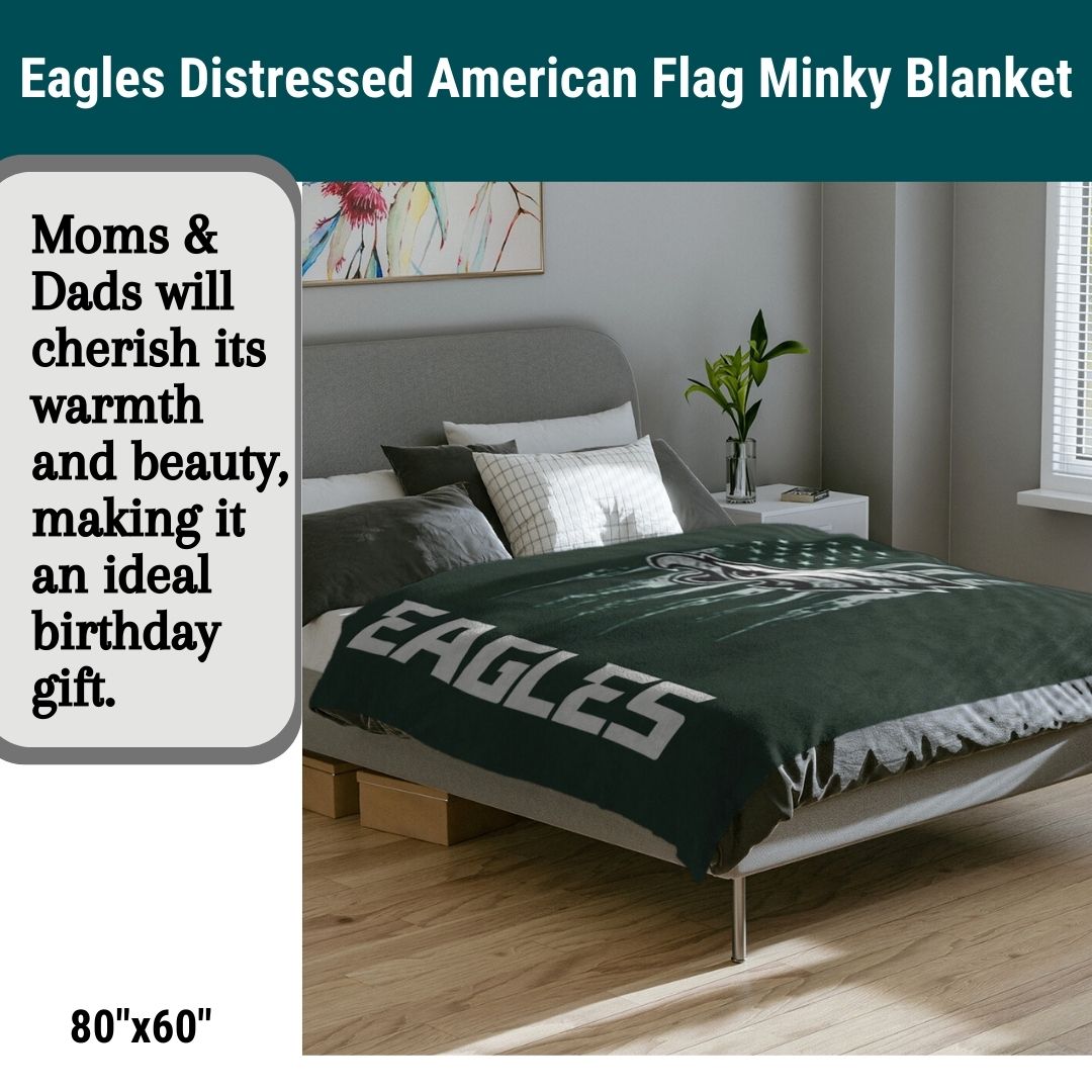 Eagles Blanket Distressed American Flag Soft Blanket Perfect Gift Idea Philly Football Throw Blanket to Watch Eagles Games Sports Home Decor