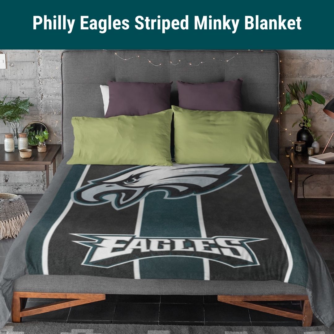 Eagles Blanket Striped Soft Throw Blanket Perfect Birthday Gift for Philly Football Fans Blanket to Watch Eagles Games Sports Decor