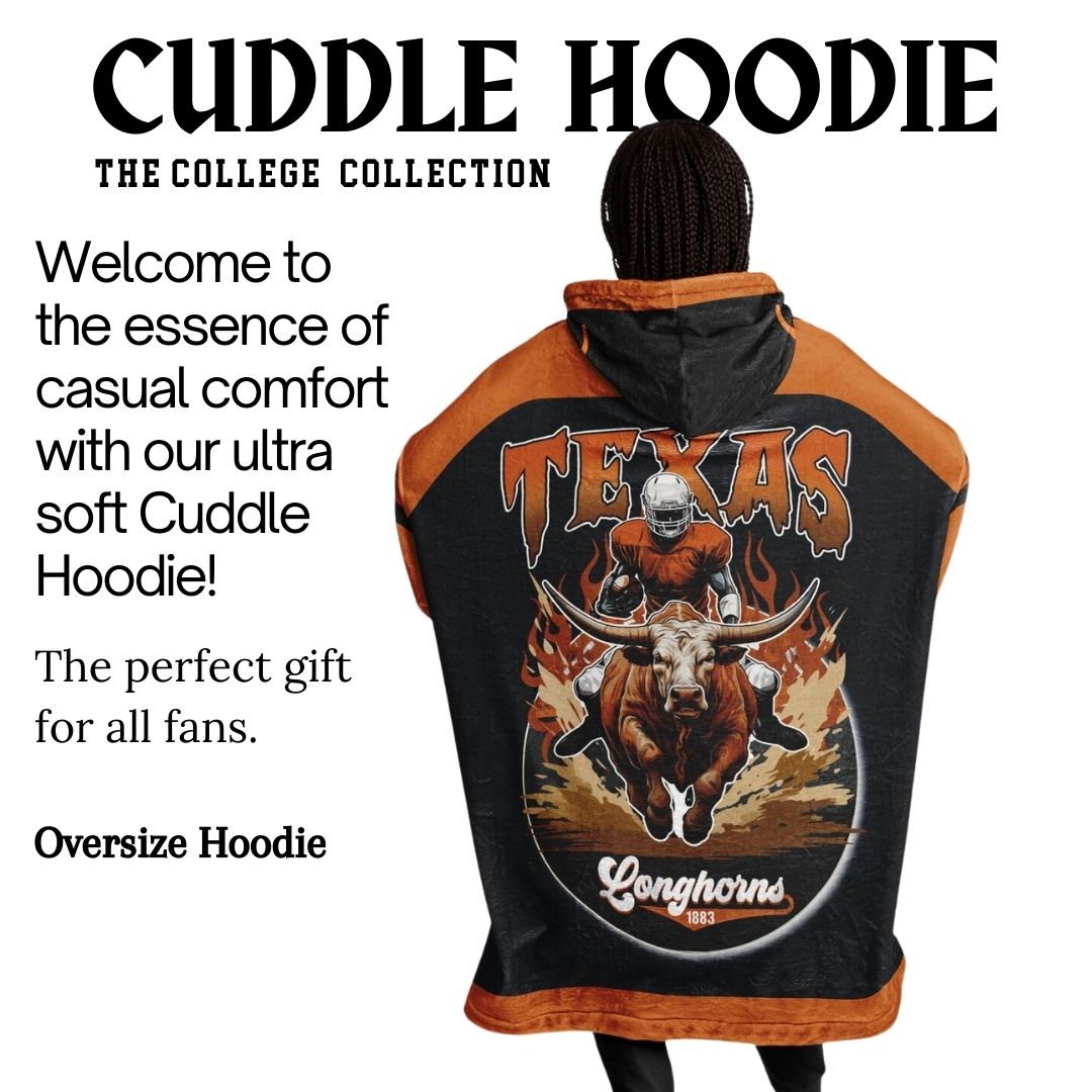 Texas Longhorns Black Cuddle Hoodie "Longhorn Rider" Oversized Hoodie Gift for Fans