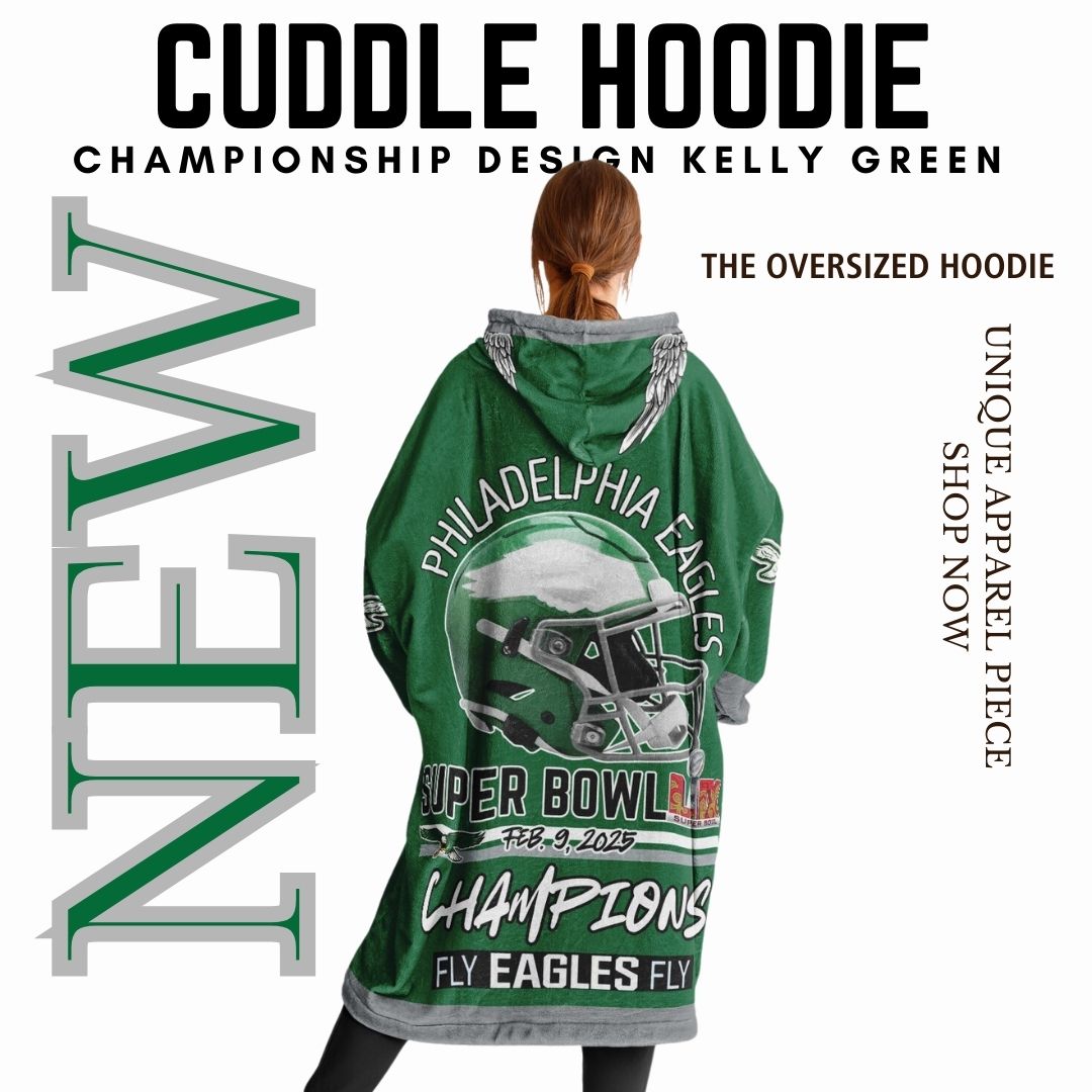 Super Bowl Champs Eagles Retro Kelly Green Eagles SB Champions Oversize Hooded Blanket Gift for Fans
