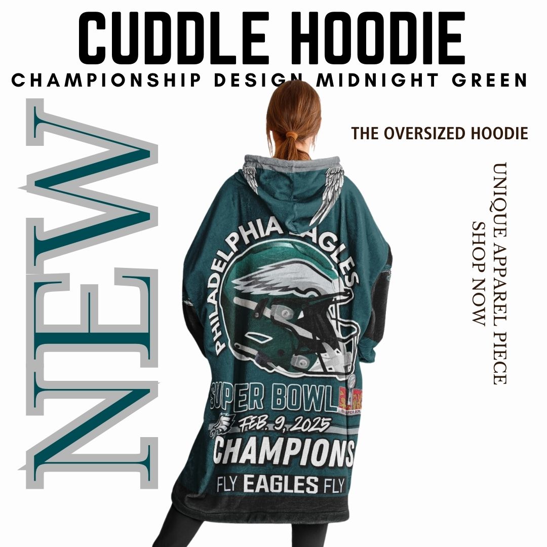 Super Bowl Champs Eagles Midnight Green Eagles SB Champions Oversize Hooded Blanket Gift for Fans