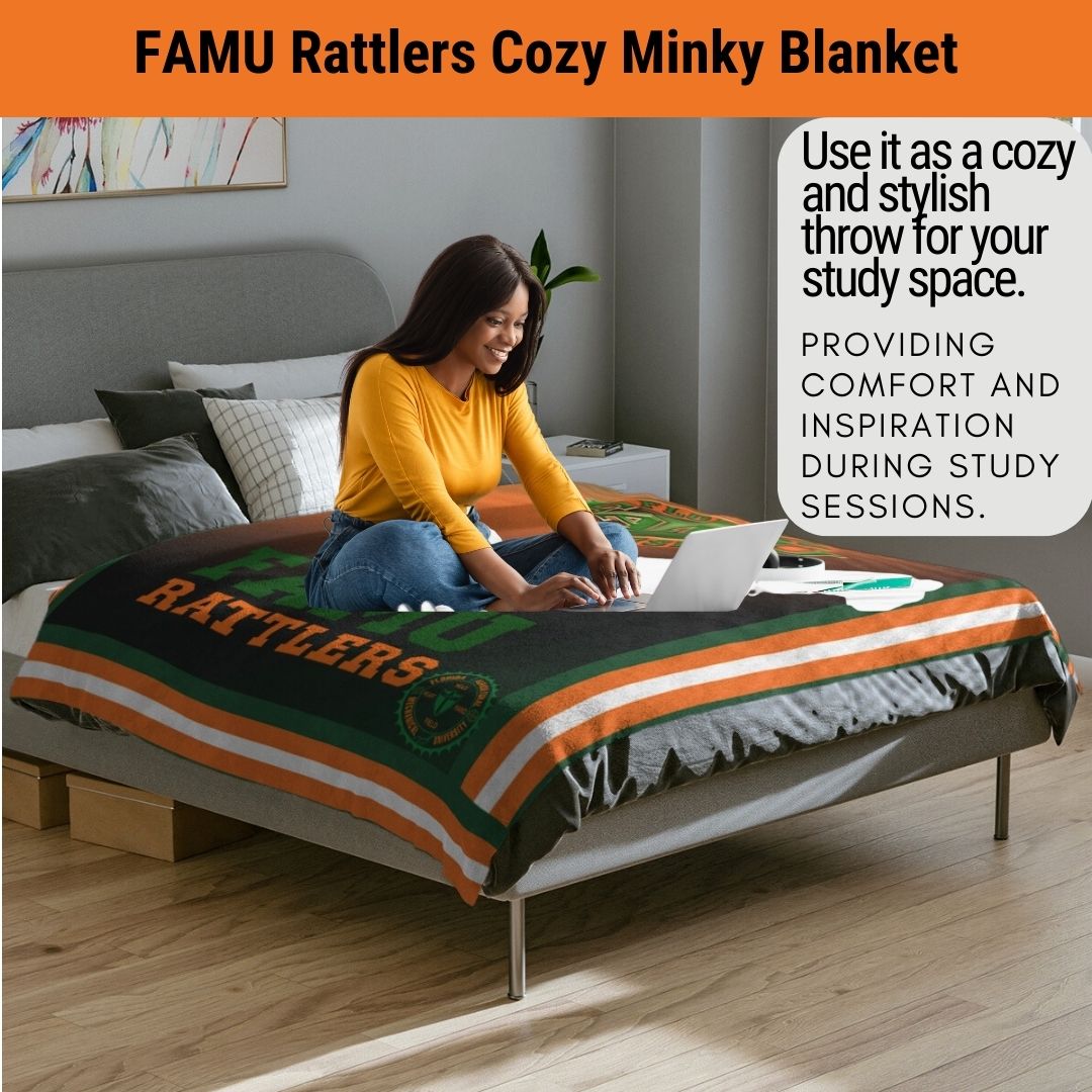 FAMU Rattlers Minky Blanket Perfect Back To School Gift Florida A&M Throw Blanket for Rattler Moms Indoor and Outdoor Cozy Comfort Gift