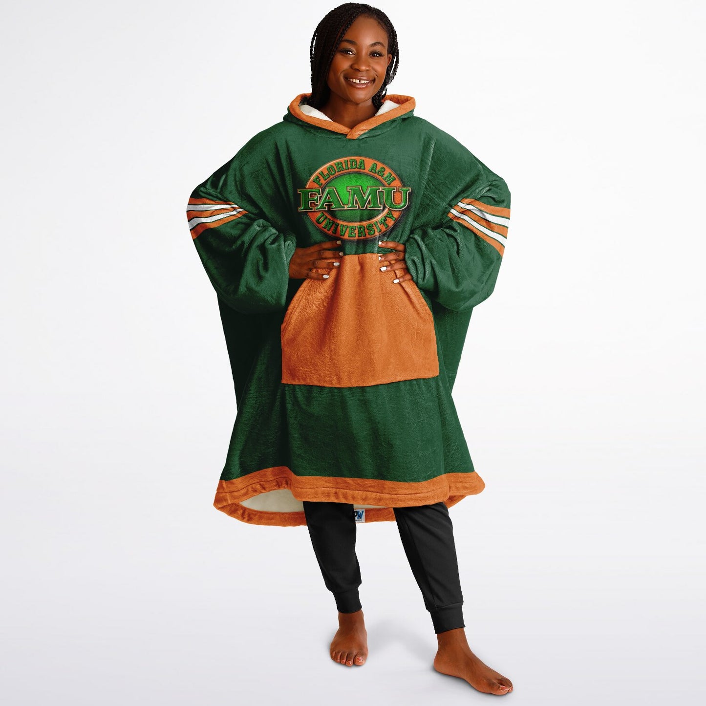 FAMU Green Cuddle Hoodie FAMU Rattlers Oversize Hooded Blanket Gift forAlumni, Fans & Family