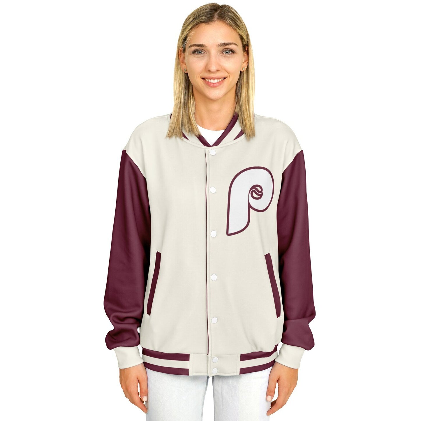 Philadelphia Phillies Cream Baseball Varsity Jacket