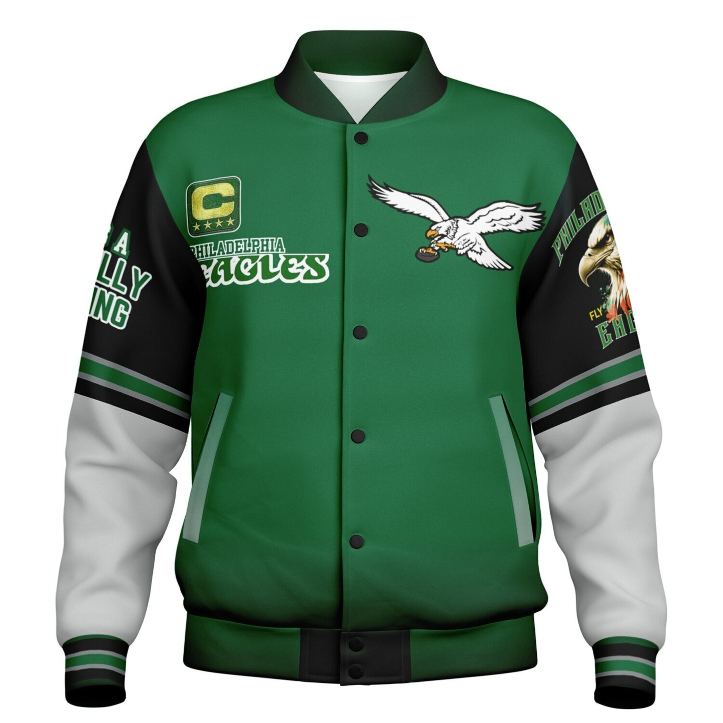 Eagles Super Bowl Champions Kelly Green White Eagle Helmet Varsity Jacket
