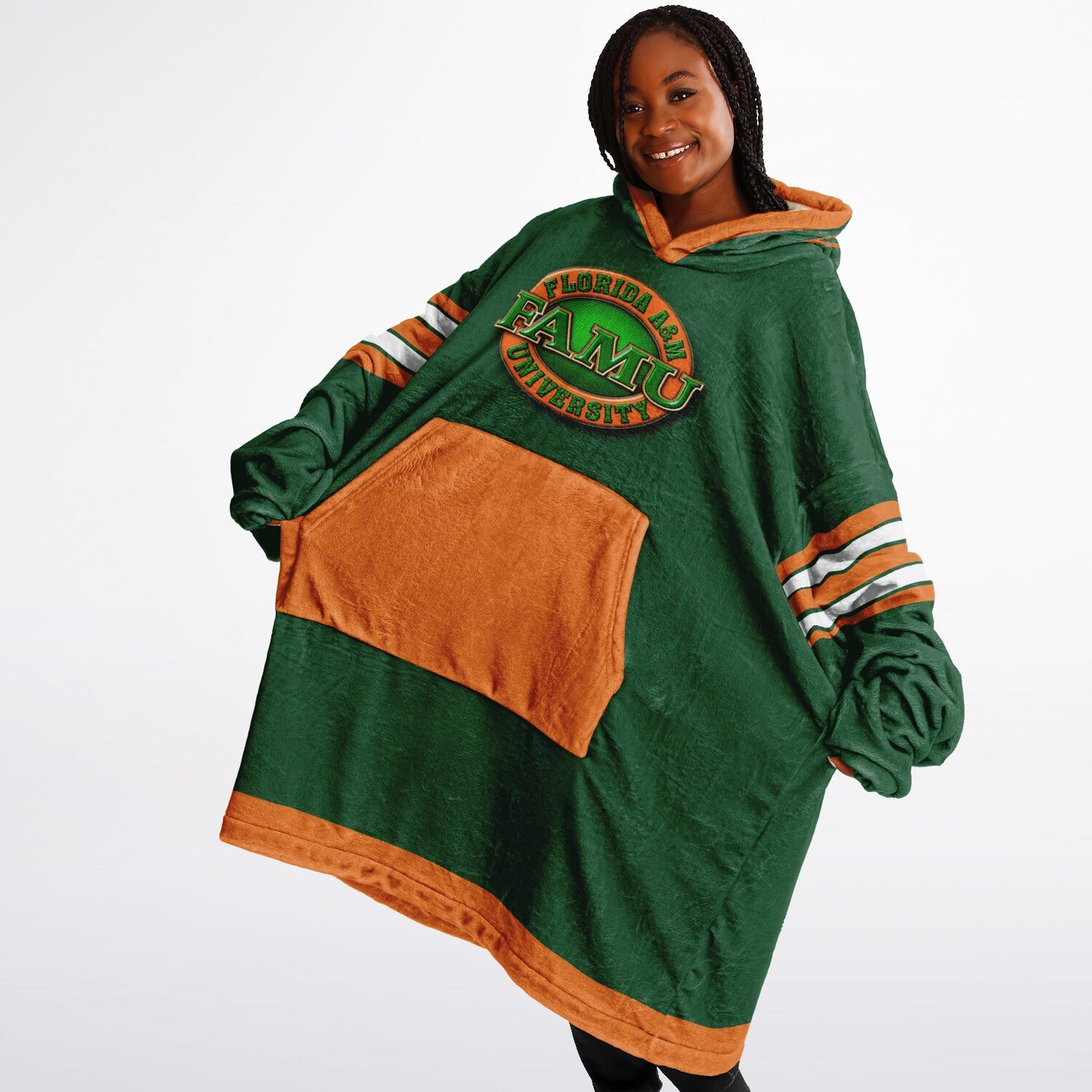 FAMU Green Cuddle Hoodie FAMU Rattlers Oversize Hooded Blanket Gift forAlumni, Fans & Family