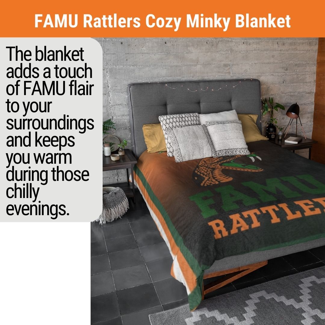 FAMU Rattlers Minky Blanket Perfect Back To School Gift Florida A&M Throw Blanket for Rattler Moms Indoor and Outdoor Cozy Comfort Gift