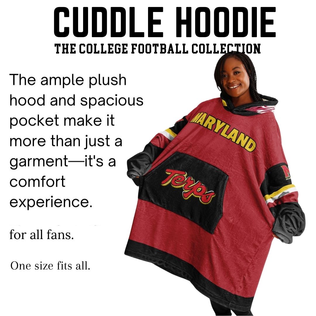 Maryland Terps Red Oversize Hooded Blanket Maryland Cuddle Hoodie Gift for Fans & Alumni