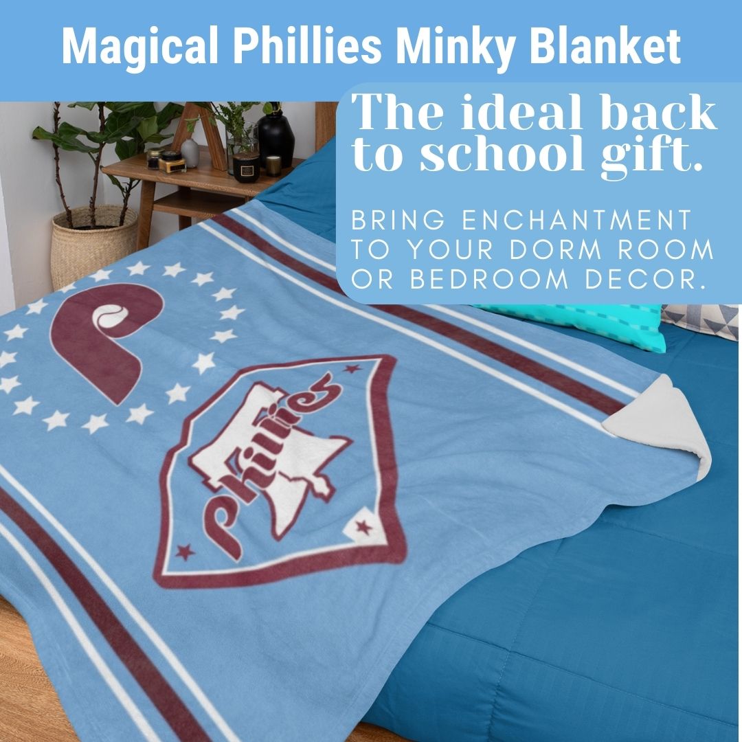 Blanket Phillies Retro Blue Throw Blanket Philly Baseball Fan Gift Baseball Throw Blanket for Children, Students Dad Mom Sports Home Décor