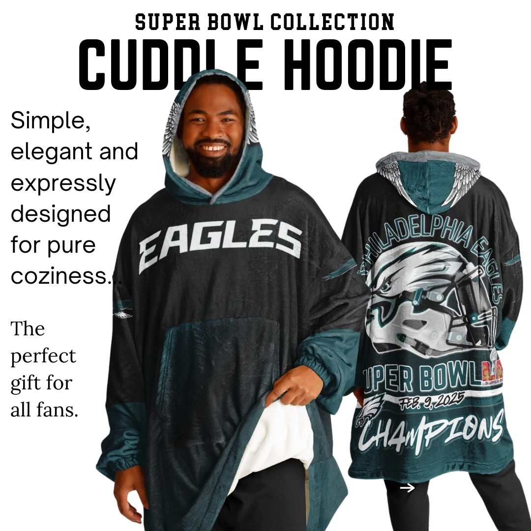 Super Bowl Champs Eagles Black Eagles SB Champions Oversize Hooded Blanket Gift for Fans