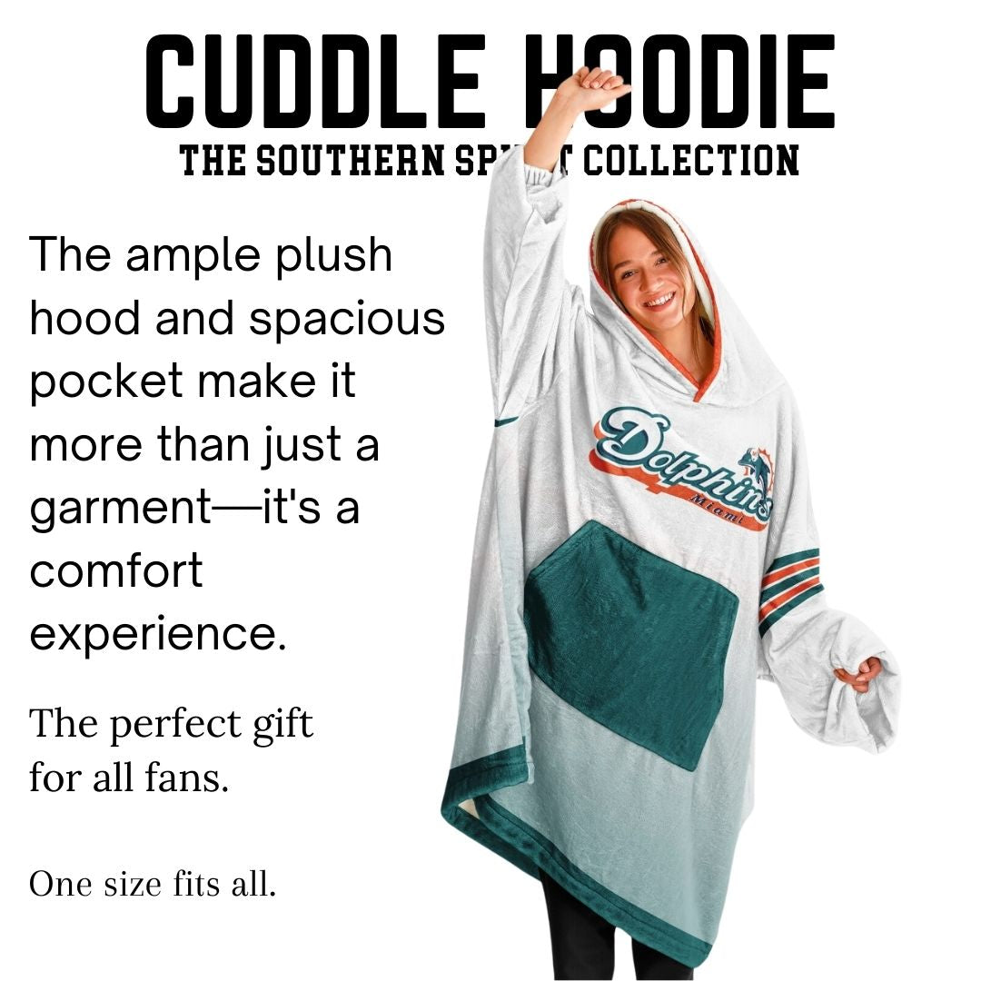 Miami Dolphins Retro White Football Cuddle Hoodie