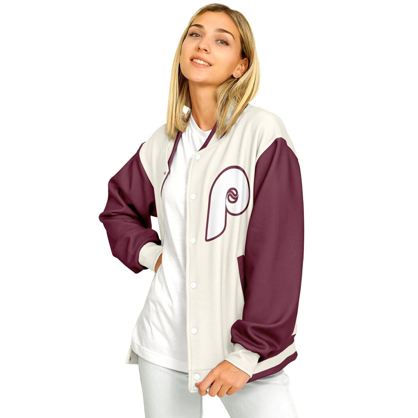 Philadelphia Phillies Cream Baseball Varsity Jacket
