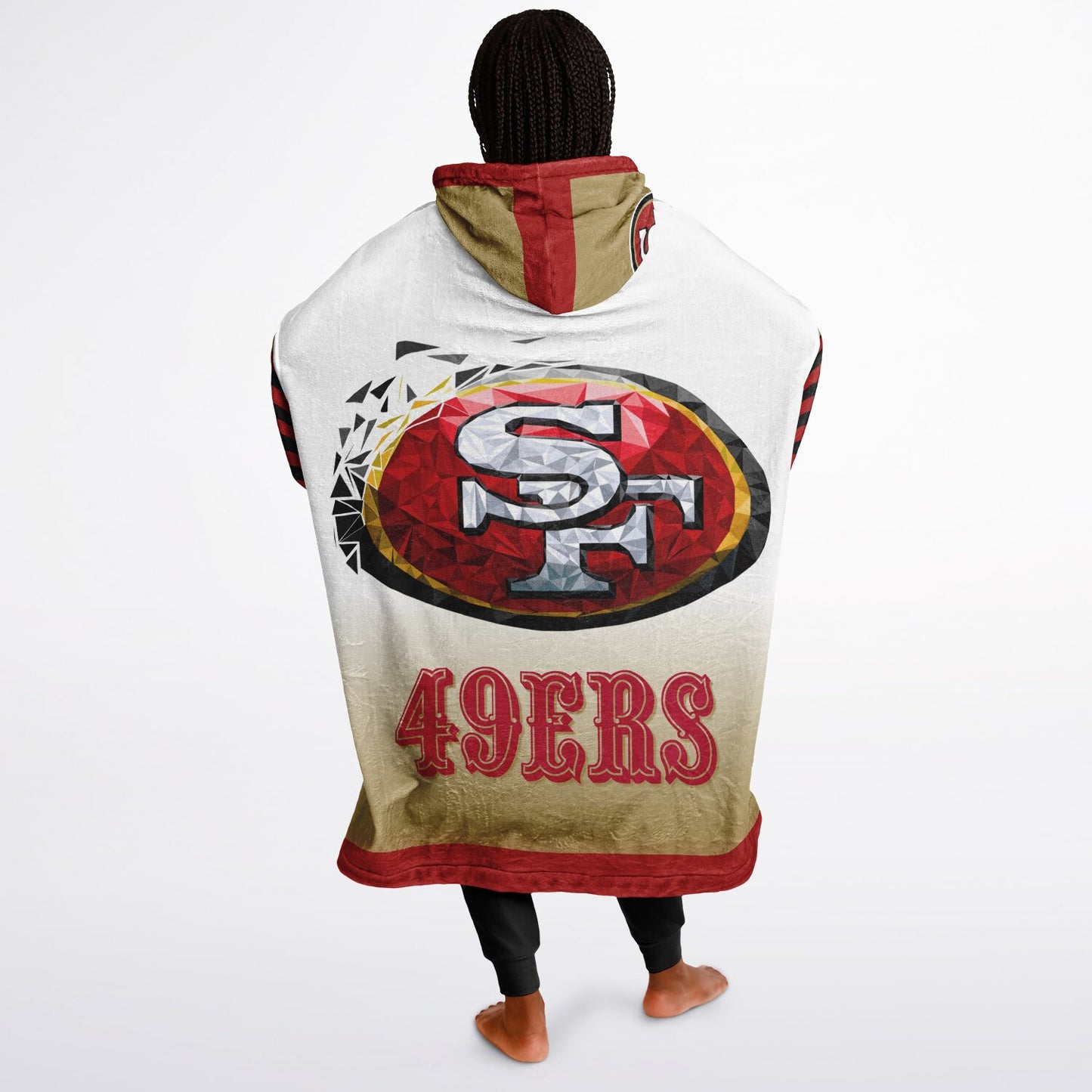 49ers White Gradient Cozy Oversize Cuddle Hoodie 49ers Cozy Hooded Blanket Gift