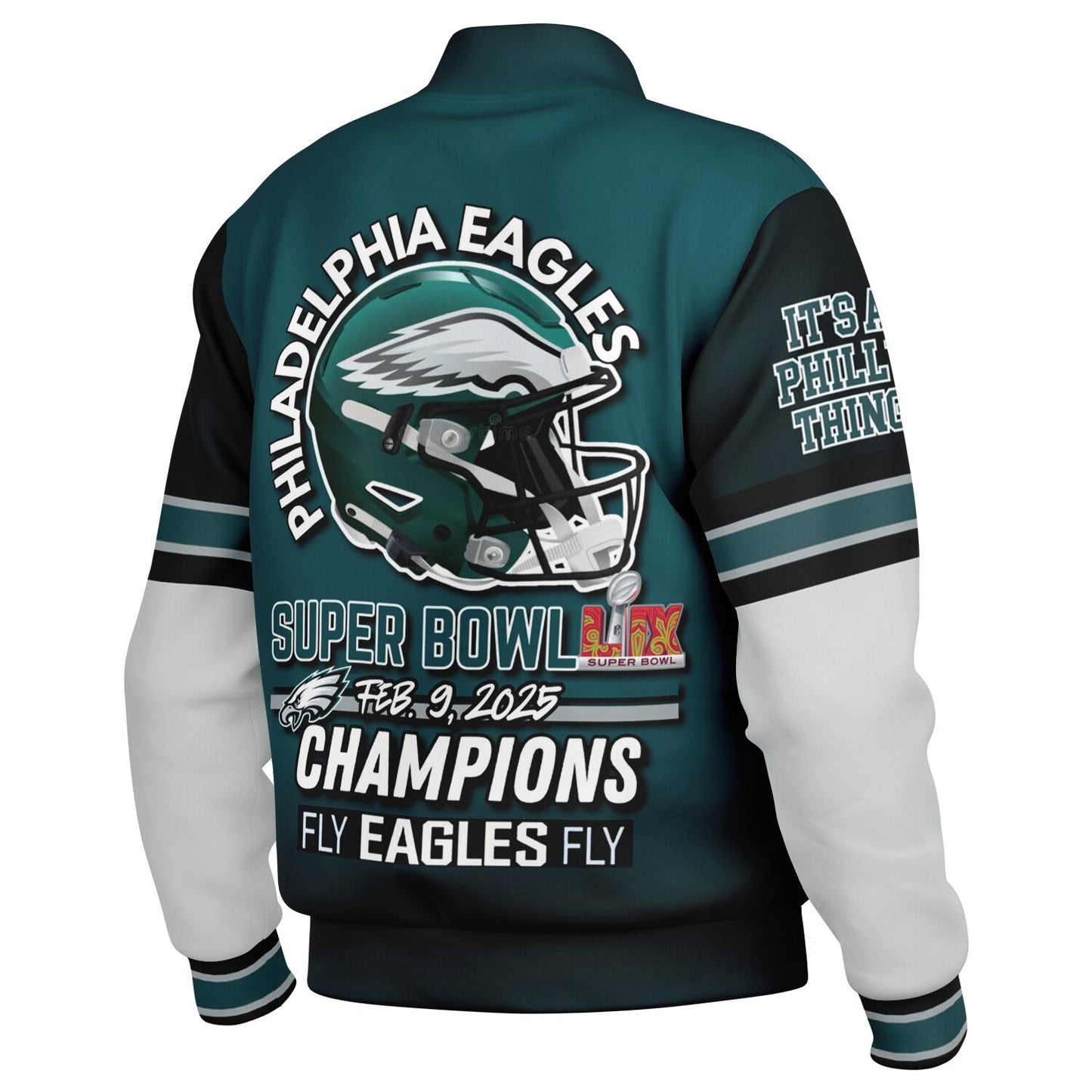 Midnight Green Super Bowl Champions Eagle Helmet Varsity Jacket