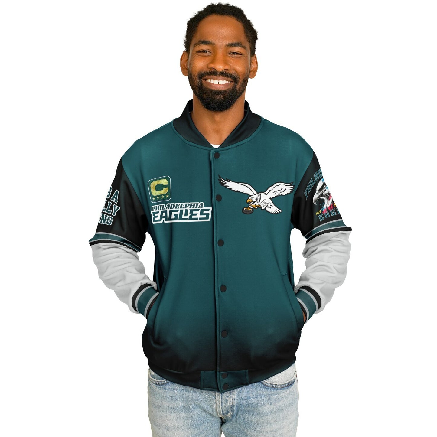 Midnight Green Super Bowl Champions Eagle Helmet Varsity Jacket