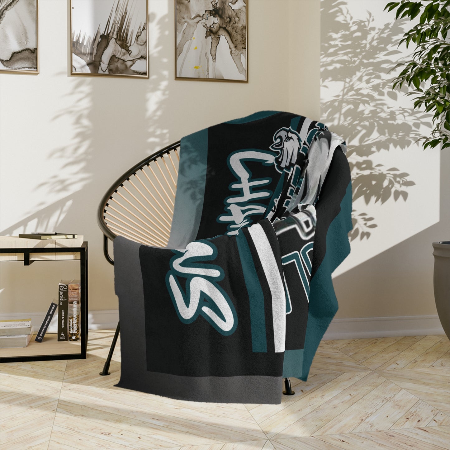 SB Champion Eagles Black Soft Blanket Birthday Gift for Eagles Football Fans Throw Blanket