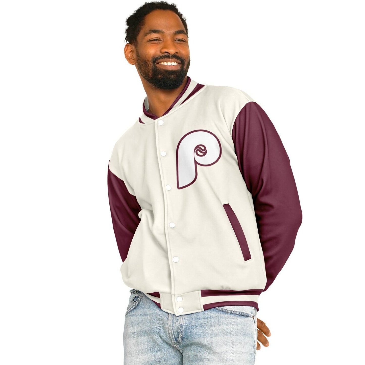 Philadelphia Phillies Cream Baseball Varsity Jacket