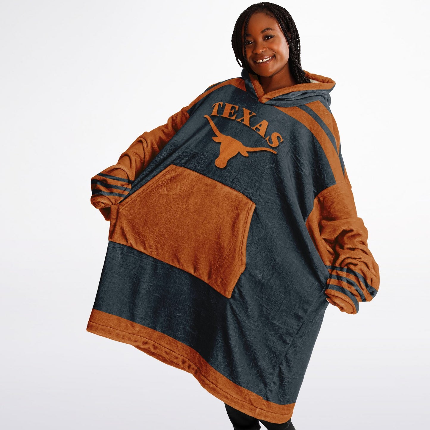 Texas Grey & Burnt Orange Cuddle Hoodie "Hook-em Horns" Gift for Texas Fans & Alumni