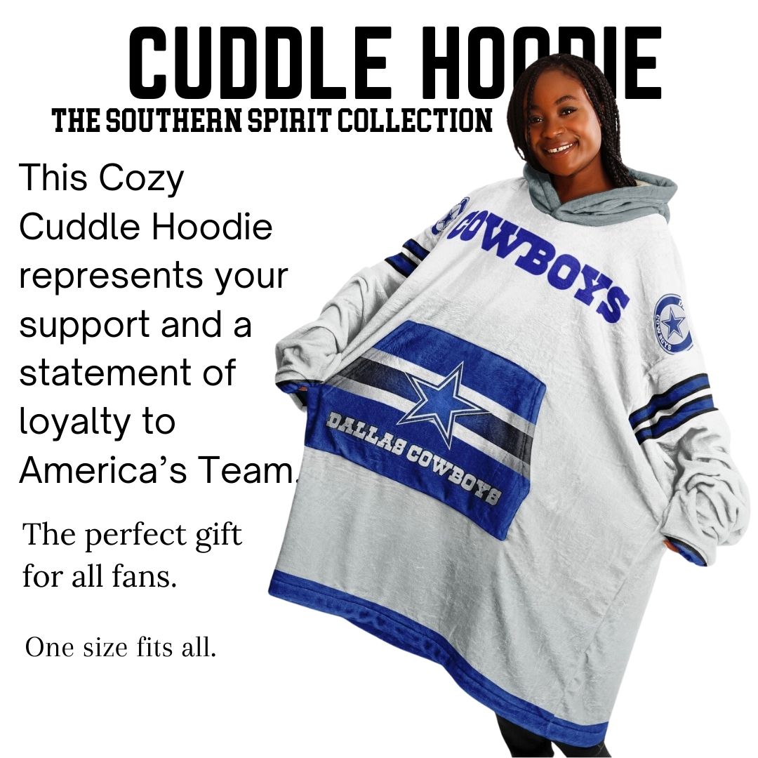 Dallas Cowboys White Football Cozy Cuddle Hoodie