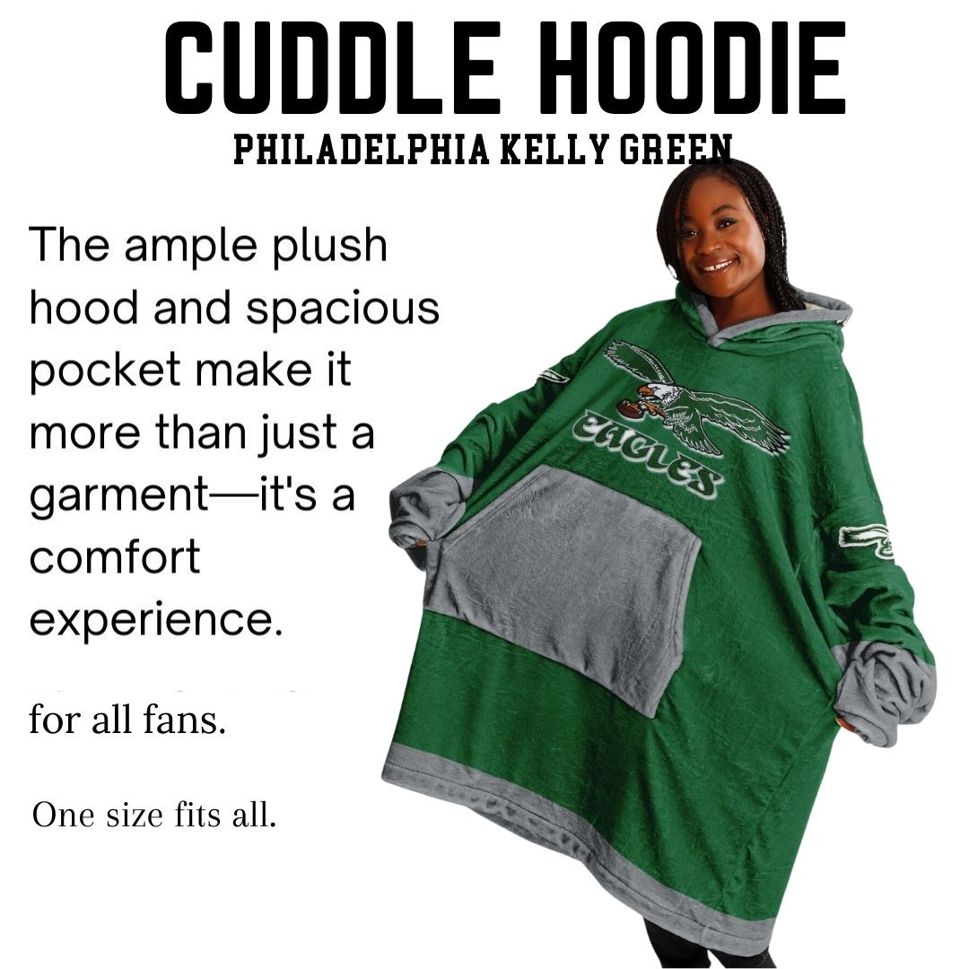 Super Bowl Champs Eagles Retro Kelly Green Eagles SB Champions Oversize Hooded Blanket Gift for Fans