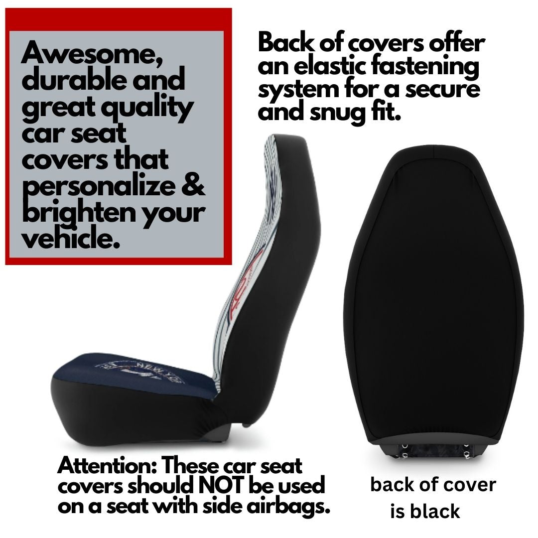 NY Yankees Car Seat Covers NY w/ Striped Back & Navy Seat Vehicle Seat Covers NY Yankees Fan Gift Car Accessories Gift