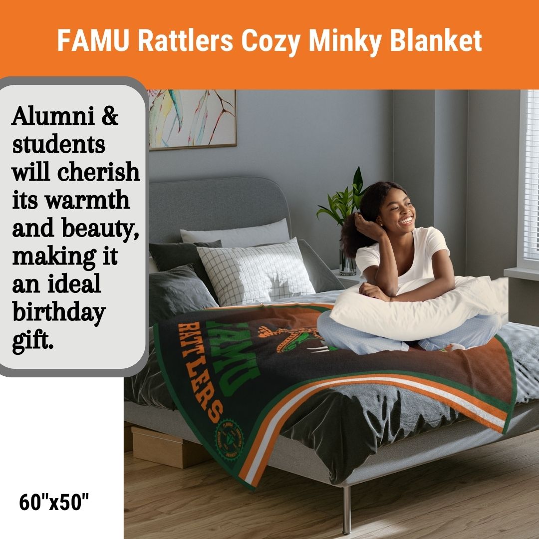 FAMU Rattlers Minky Blanket Perfect Back To School Gift Florida A&M Throw Blanket for Rattler Moms Indoor and Outdoor Cozy Comfort Gift