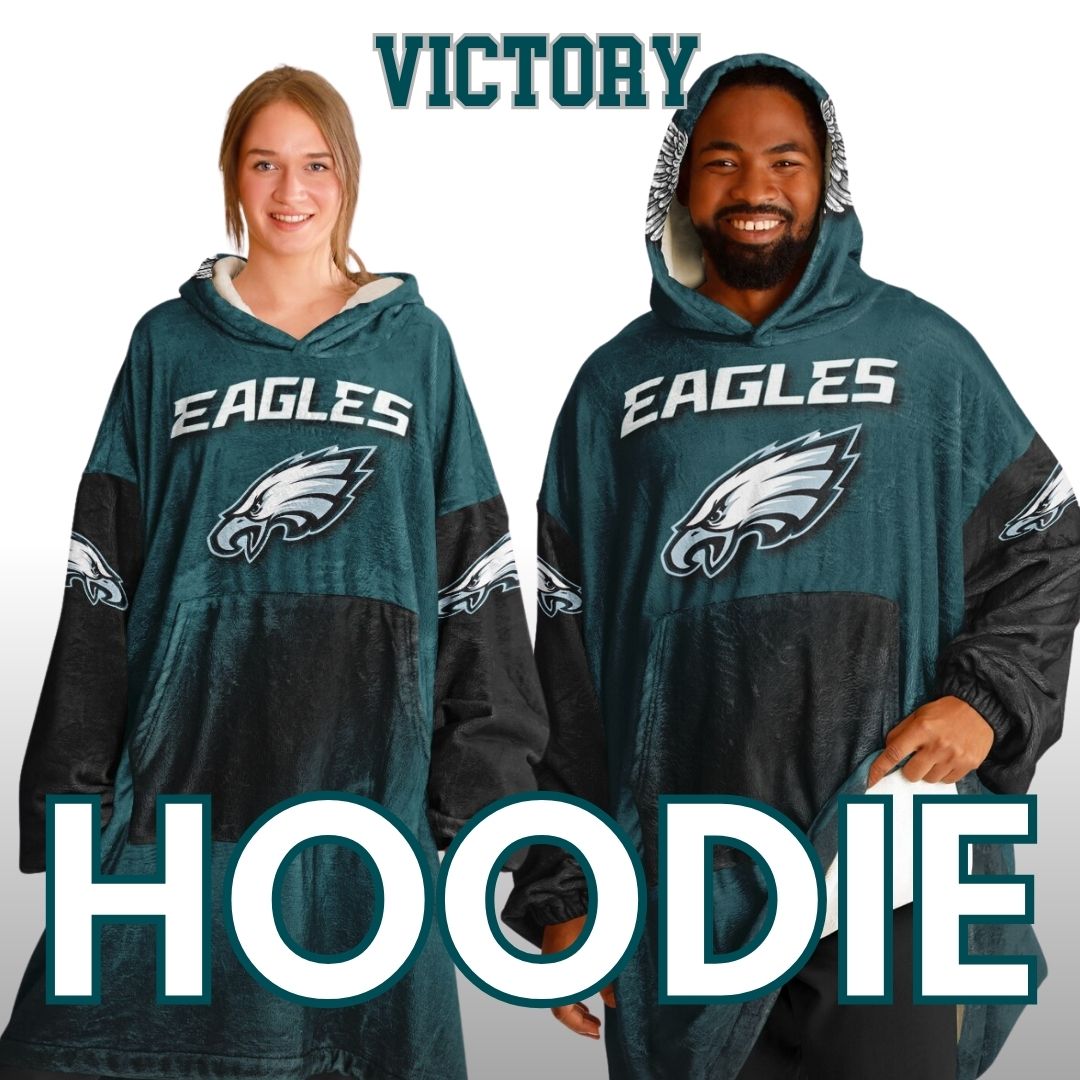 Eagles Home Green & Black Sleeves "Born To Win" "Fly Eagles Fly" Cuddle Hoodie