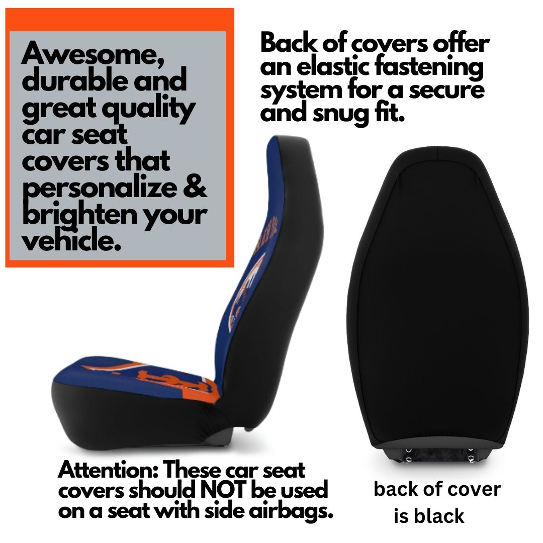 NY Mets Car Seat Covers, blue and orange Truck seat covers, NY Mets fan gift, car accessories gift