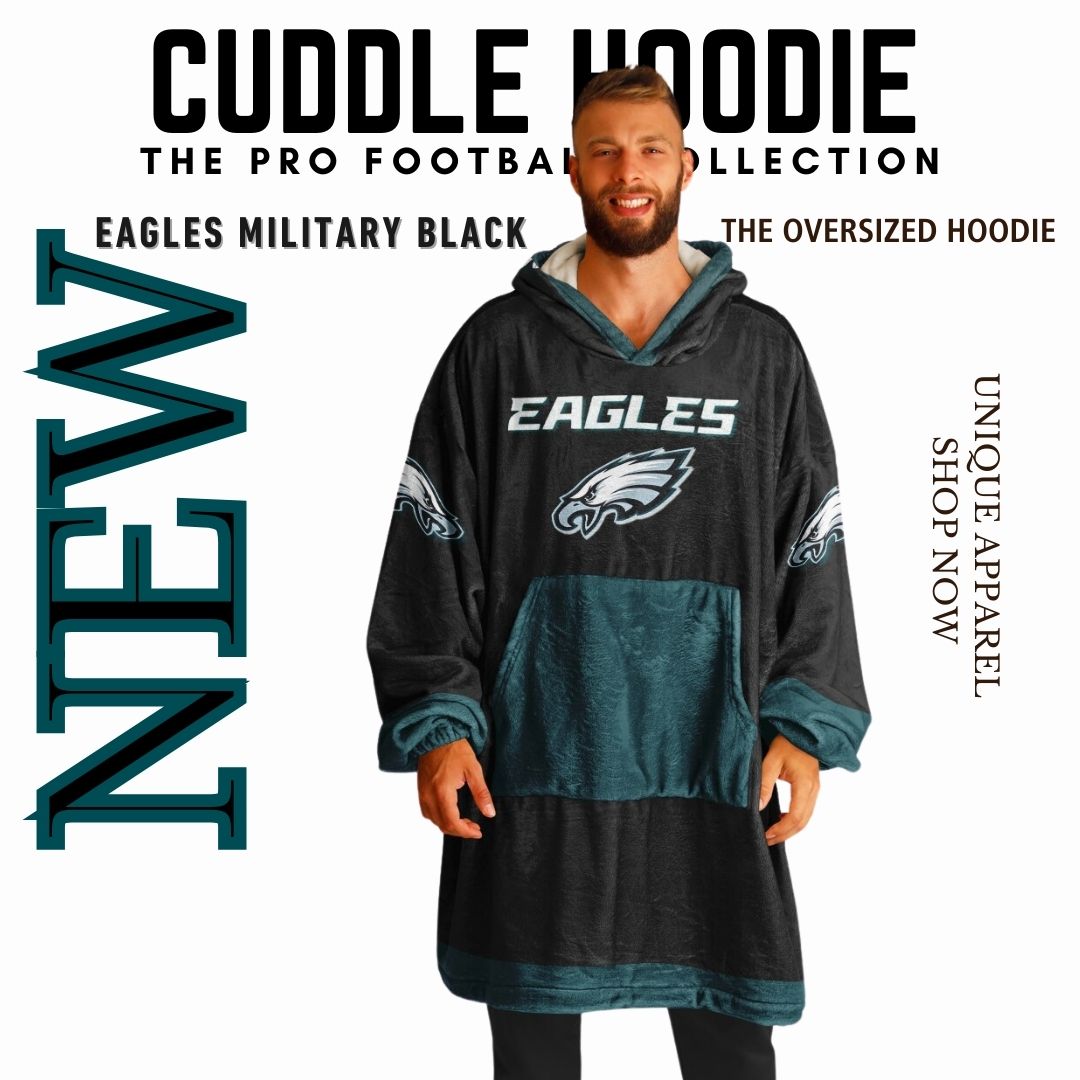 Eagles Military Black American Eagle "Fly Eagles Fly" Cuddle Hoodie Gift for Fans