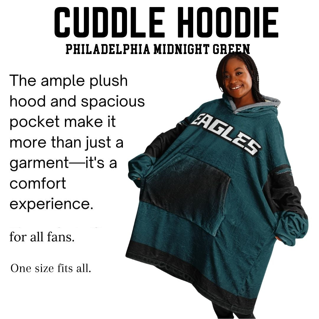 Super Bowl Champs Eagles Midnight Green Eagles SB Champions Oversize Hooded Blanket Gift for Fans