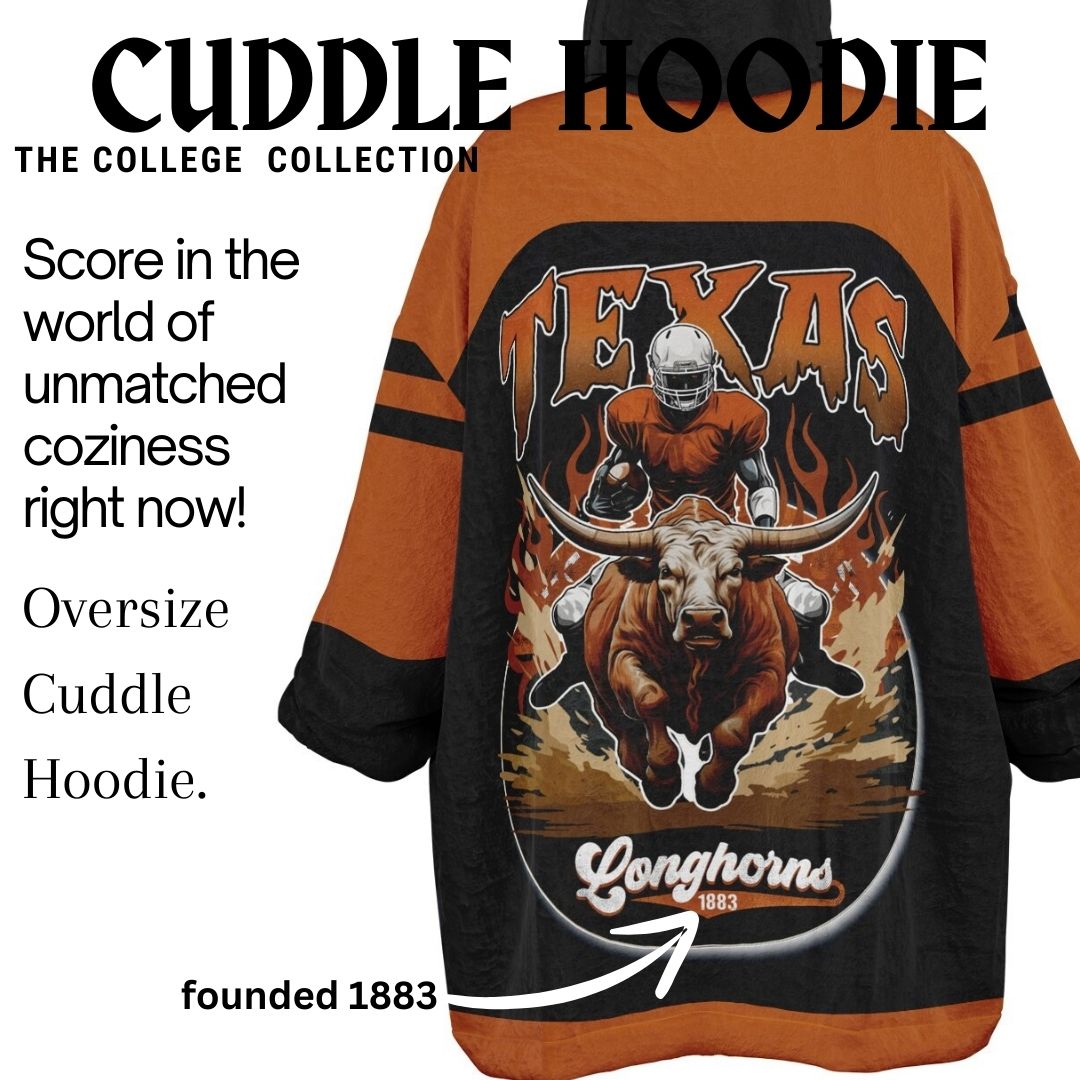 Texas Longhorns Black Cuddle Hoodie "Longhorn Rider" Oversized Hoodie Gift for Fans